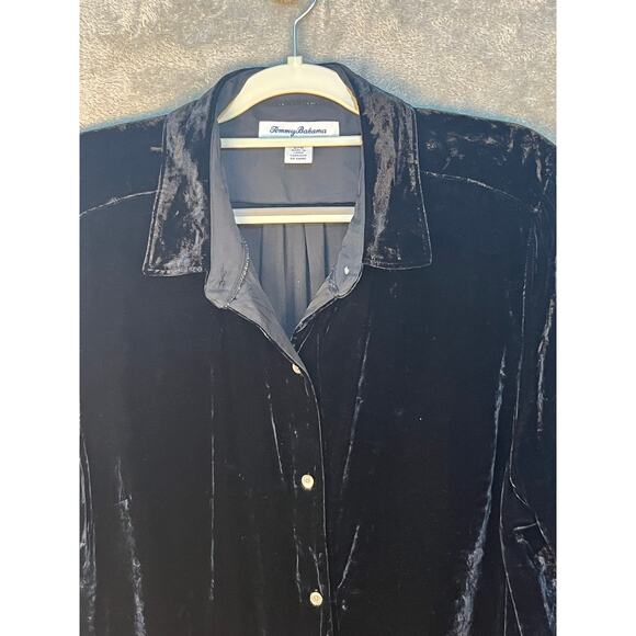 Tommy Bahama Silk Blend Velvet Tunic Large Black Vamp Stevie Nicks Whimsygoth - Picture 2 of 6